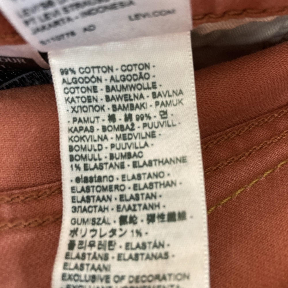 Levis 514 Straight Fit Jeans Stretch Jeans Color Red 32W 32L - Picture 11 of 11